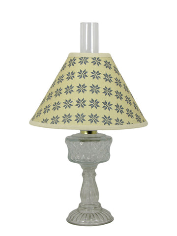 Clear Glass Lamp with Blue Quilt Pattern Shade - Albert Estate Ltd.