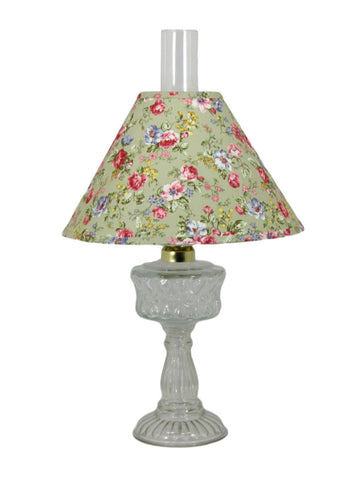 Clear Glass Lamp with Green Floral Pattern Shade - Albert Estate Ltd.