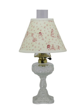 Clear Glass Electrified Glass Lamp with Pink Pattern Shade - Albert Estate Ltd.