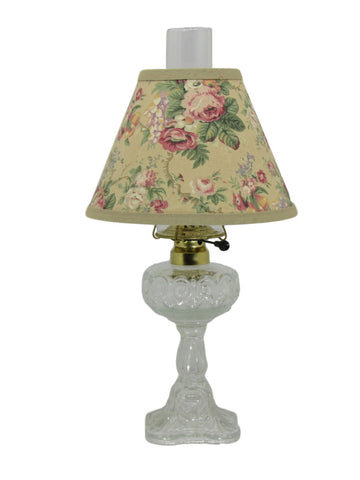 Clear Glass Electrified Lamp with Floral Pattern Shade - Albert Estate Ltd.