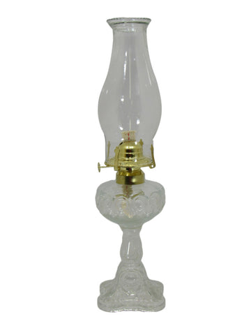 Clear Glass Oil Lamp with Beaded Chimney - Albert Estate Ltd.