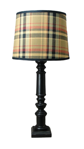 Black Spindle Table Lamp with Plaid Shade - Albert Estate Ltd.
