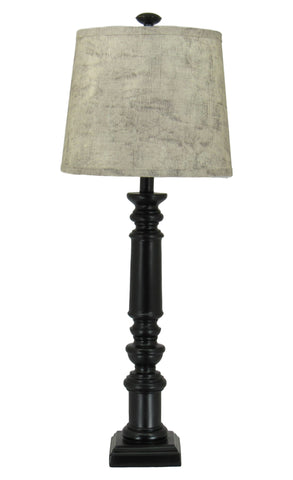 Black Spindle Table Lamp with Muted Gray Shade - Albert Estate Ltd.