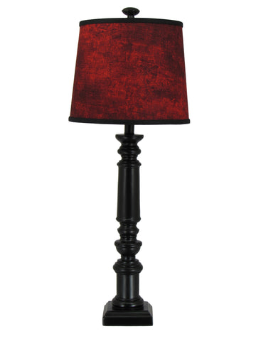 Black Spindle Table Lamp with Muted Red and Black Shade - Albert Estate Ltd.