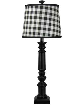 Black Spindle Table Lamp with Black Plaid Shade - Albert Estate Ltd.