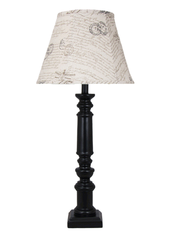 Black Spindle Table Lamp with Italian Script Shade - Albert Estate Ltd.
