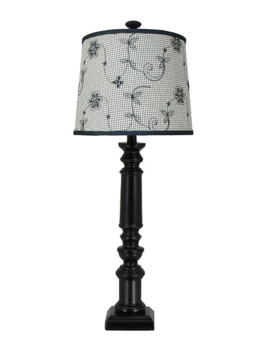 Black Spindle Table Lamp with Black Candlewick Shade - Albert Estate Ltd.