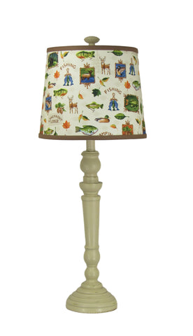 Buttermilk Spindle Table Lamp with Lodge Theme Shade - Albert Estate Ltd.