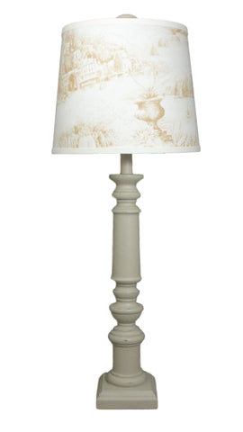 Buttermilk Spindle Table Lamp with Coastal Villa Shade - Albert Estate Ltd.