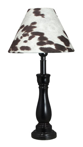 Black Accent Lamp with Brown Cowhide Shade - Albert Estate Ltd.