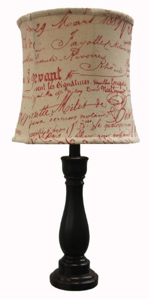 Black Accent Lamp with Red Script Pattern Shade - Albert Estate Ltd.