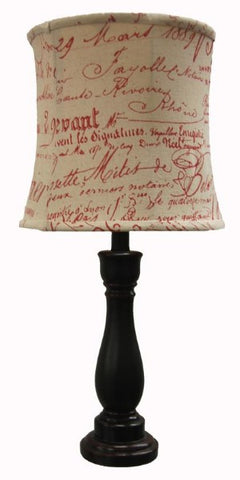 Black Accent Lamp with Red Script Pattern Shade - Albert Estate Ltd.
