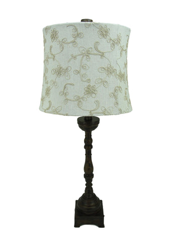 Brown Spindle Table Lamp with Candlewick Shade - Albert Estate Ltd.