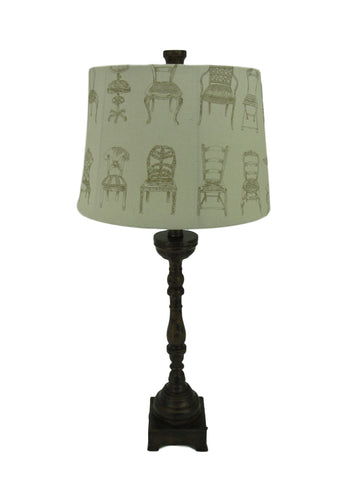 Brown Distressed Table Lamp with Victorian Chair Shade - Albert Estate Ltd.