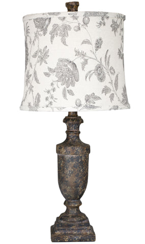 Urn Table Lamp with Black Floral Shade - Albert Estate Ltd.