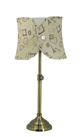 Antique Brass Adjustable  Table Lamp with French Print Shade - Albert Estate Ltd.