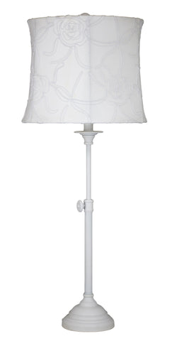 White Adjustable Table Lamp with White Thread Embossed Shade - Albert Estate Ltd.