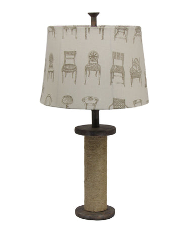 Jute Rope Spool Table Lamp with Victorian Chair Shade - Albert Estate Ltd.