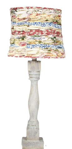 Whitewashed Table Lamp with Multi Color Rag Shade - Albert Estate Ltd.