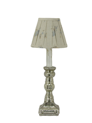 Silver Mercury Glass Lamp with Vintage Floral Shade - Albert Estate Ltd.