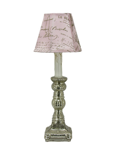 Sliver Mercury Glass  Accent Lamp with Pink Satin Shade - Albert Estate Ltd.