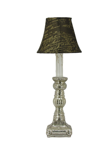 Sliver Mercury Glass  Accent Lamp with Dark Gold Satin Shade - Albert Estate Ltd.