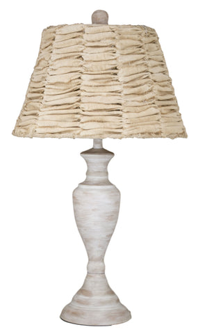 Whitewashed Metal Table Lamp with Tea Stained Rag Shade - Albert Estate Ltd.