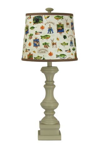 Buttermilk Spindle Table Lamp with Lodge Theme Shade - Albert Estate Ltd.