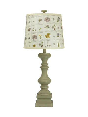 Buttermilk Spindle Table Lamp with Flower Chart Shade - Albert Estate Ltd.