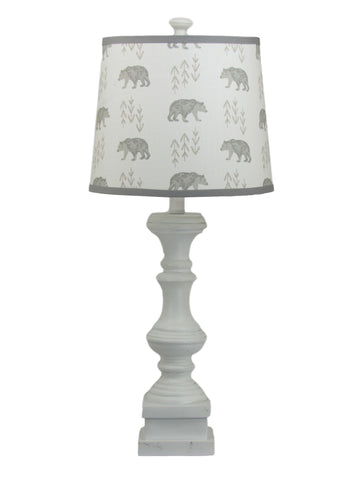 White Spindle Table Lamp with Bear Shade - Albert Estate Ltd.