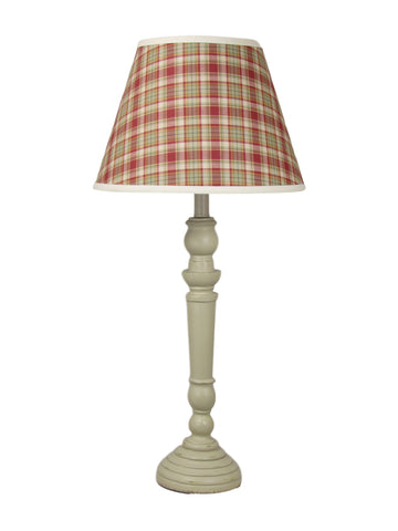 Buttermilk Spindle Table Lamp with Plaid Shade - Albert Estate Ltd.