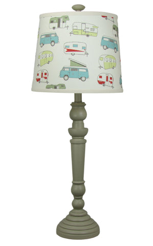 Buttermilk Spindle Table Lamp with Camping Shade - Albert Estate Ltd.