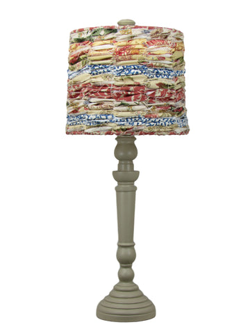Buttermilk Spindle Table Lamp with Multi Color Rag Shade - Albert Estate Ltd.