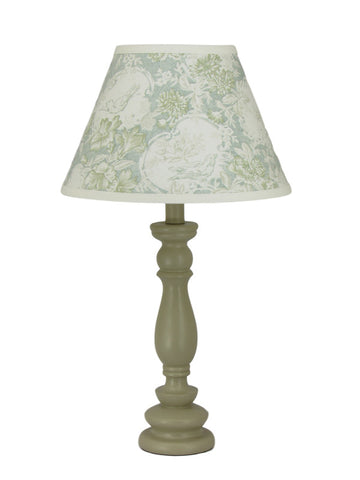 Buttermilk Accent Lamp with Mint Bird Toile Pattern Shade - Albert Estate Ltd.