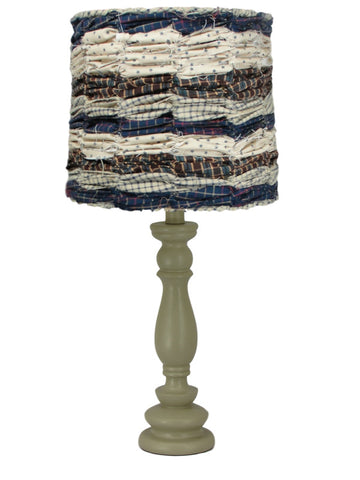 Buttermilk Spindle Accent Lamp with Multi-Blue Star Rag Shade - Albert Estate Ltd.