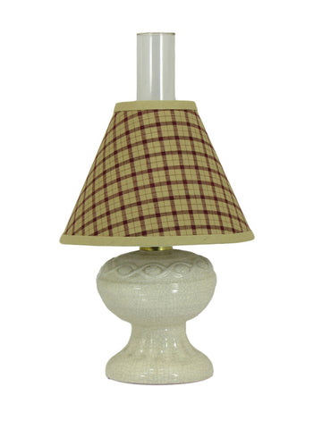 White Stoneware Accent Lamp with Plaid Pattern Shade - Albert Estate Ltd.