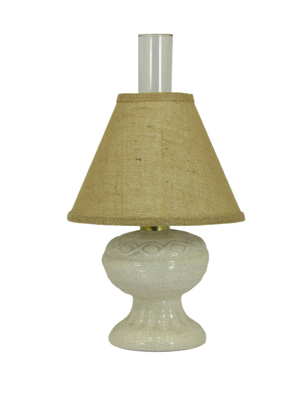 White Stoneware Accent lamp with Burlap Shade - Albert Estate Ltd.