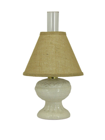 White Stoneware Accent lamp with Burlap Shade - Albert Estate Ltd.