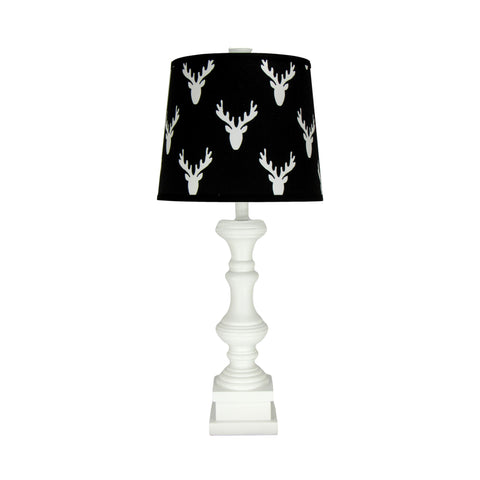 White Spindle Table Lamp with Moose Themed Lamp Shade - Albert Estate Ltd.