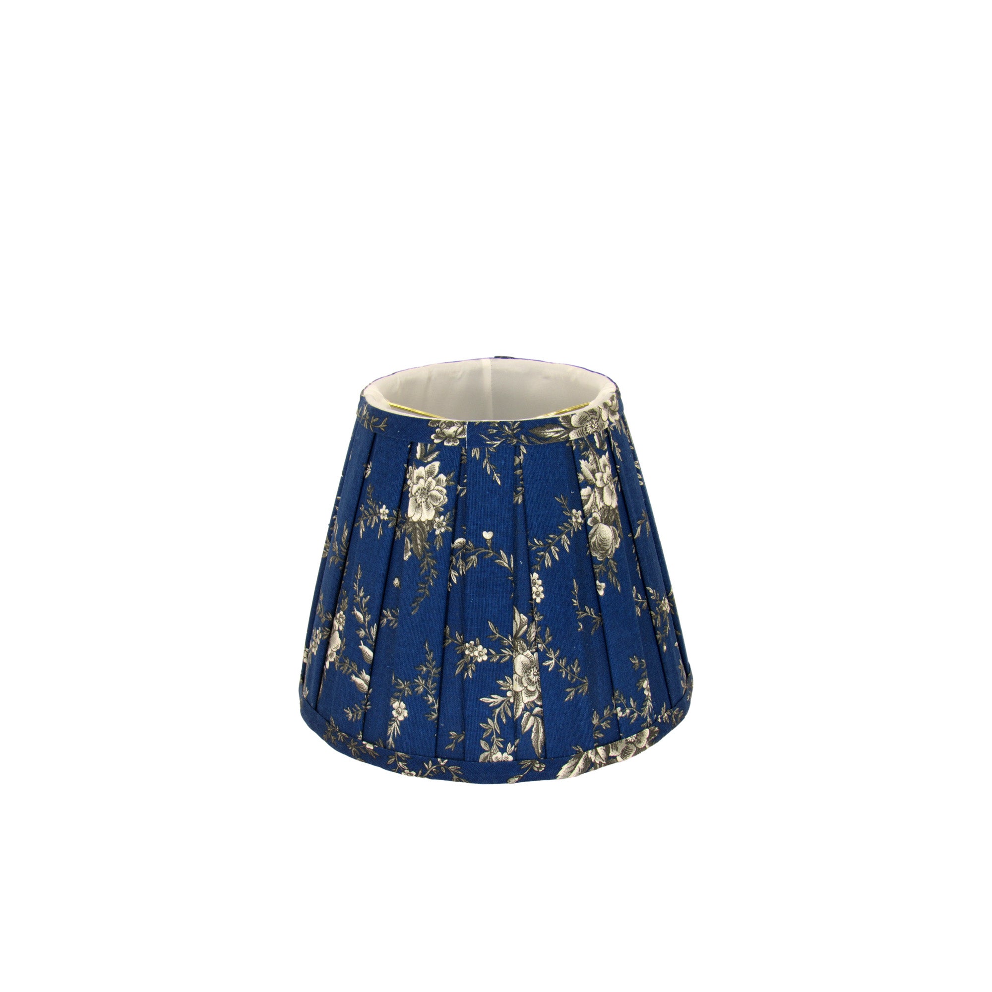 Gray Floral Print on Navy Clip-on Lamp Shade