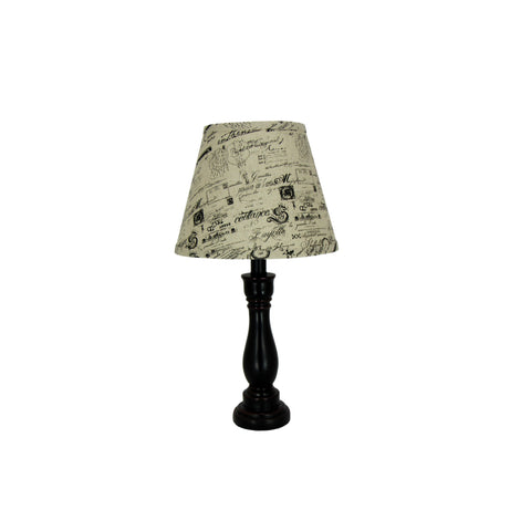 Black Cody Accent Lamp with Black Script Postcard Clip-on Lamp Shade