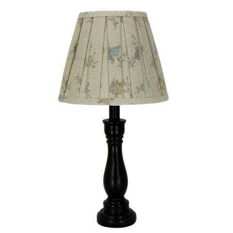 Black Cody Accent Lamp with Pleated Vintage Floral  Clip-on Lamp Shade