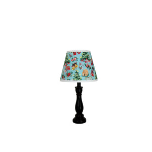 Black Cody Accent Lamp with Christmas Morning Print Clip-on Lamp Shade