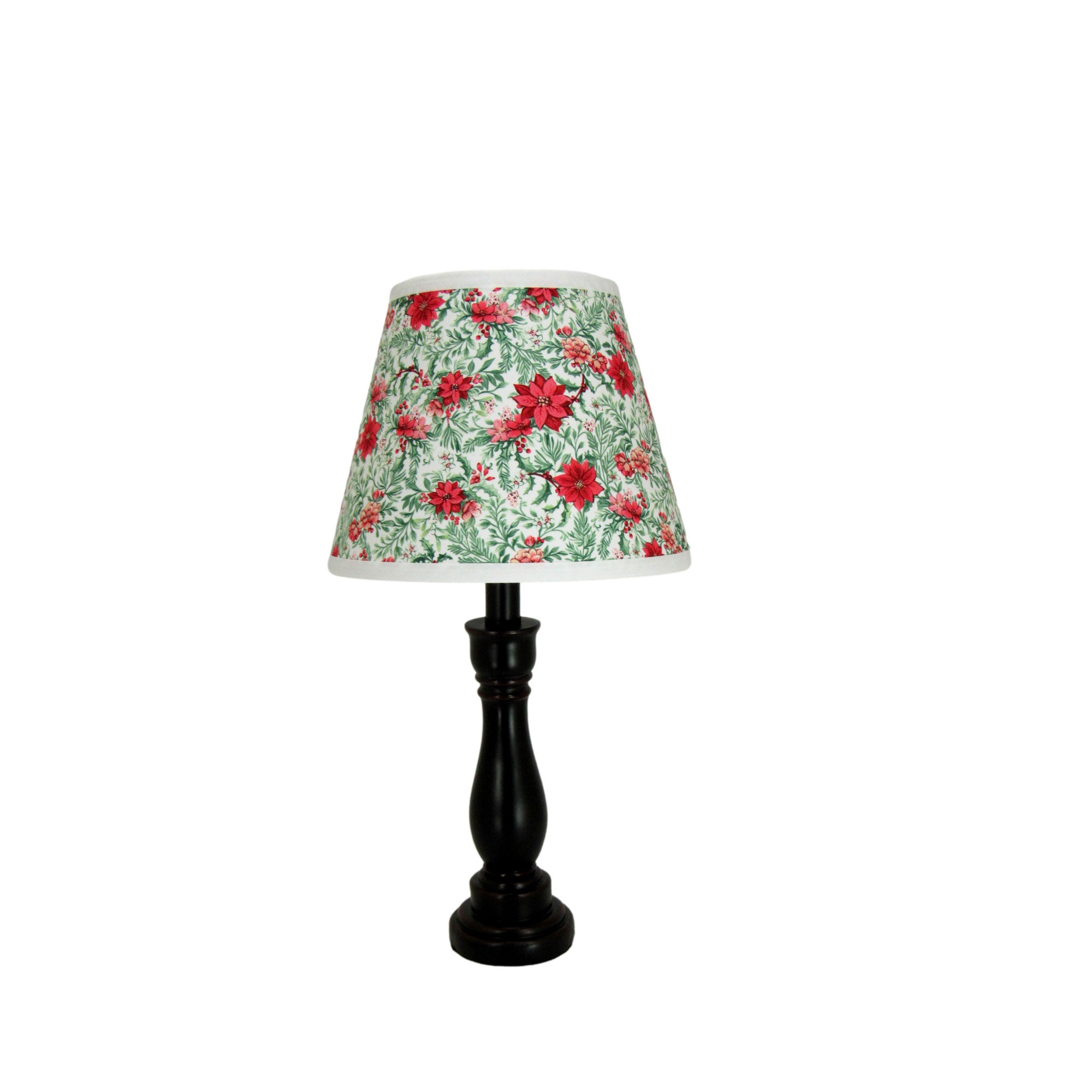 Black Cody Accent Lamp with Poinsettia Fabric  Clip-on Lamp Shade