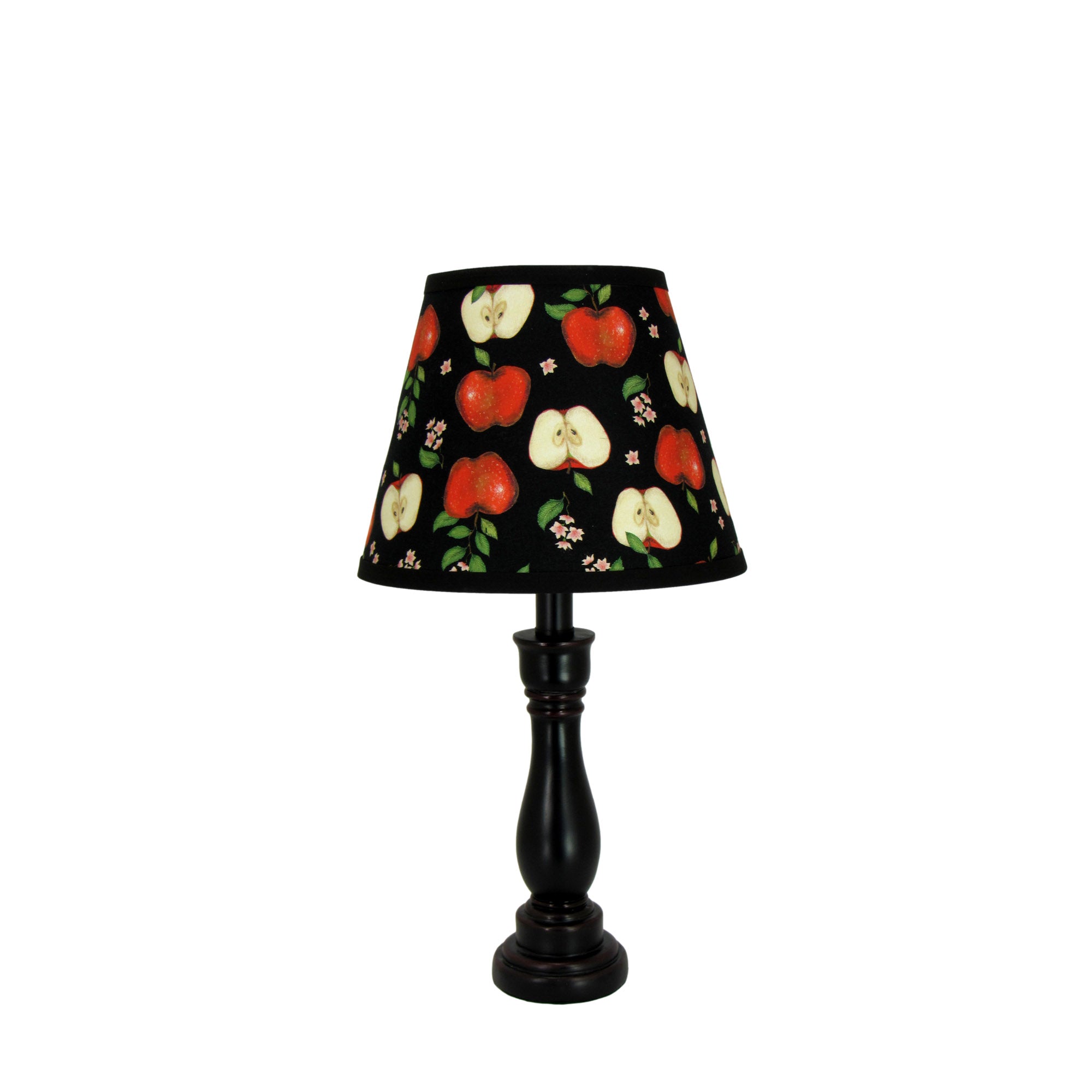 Black Cody Accent Lamp with Apple Print Clip-on Lamp Shade