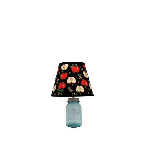 Aqua Quart Mason Jar Lamp with Apple Print Lamp Shade