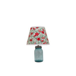 Aqua Quart Mason Jar Lamp with Poinsettia Print Lamp Shade