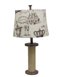 Jute Rope Spool Table Lamp with Royal Crowns Shade - Albert Estate Ltd.