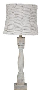 Whitewashed Table Lamp with White Rag Shade - Albert Estate Ltd.
