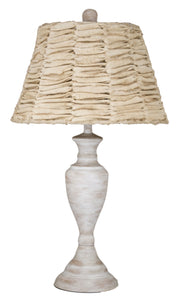 Whitewashed Metal Table Lamp with Tea Stained Rag Shade - Albert Estate Ltd.